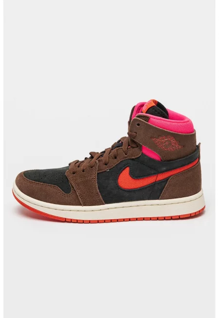 Баскетболни велурени обувки Air Jordan 1 - Кафяв/Корал/Яркорозово