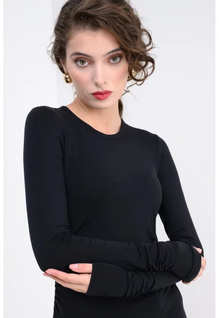 Блуза Foro с овално деколте - Черен