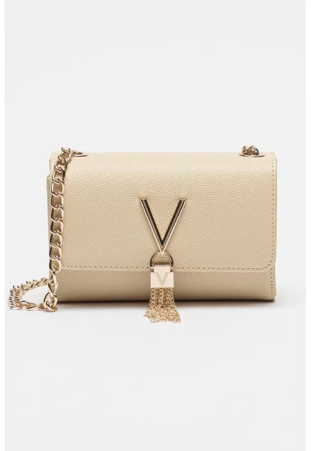 Чанта през рамо Divina с презрамка с верижка - Бежов