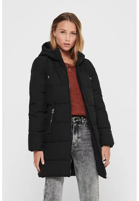 Дълго зимно яке Dolly с капитониран дизайн - Черен