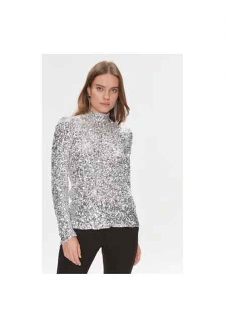 Дамска блуза -  303666521 - Полиестер - Сребро - Сребрист