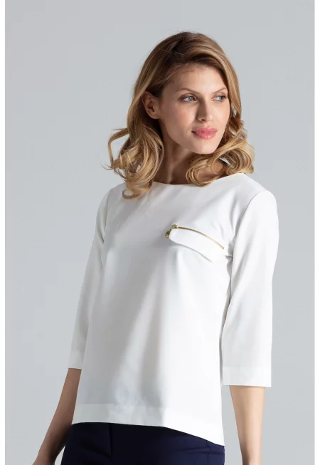 Дамска блуза  Официален - Полиестер/Вискоза - Екрю -