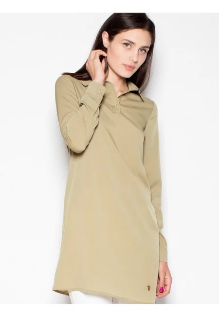 Дамска блуза  удобна плетка - дълъг ръкав - зелена - полиестер