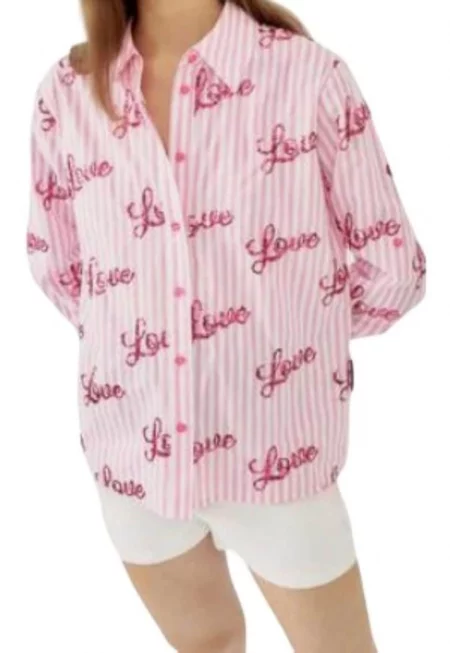 Дамска риза -  памук/полиестер - розово -