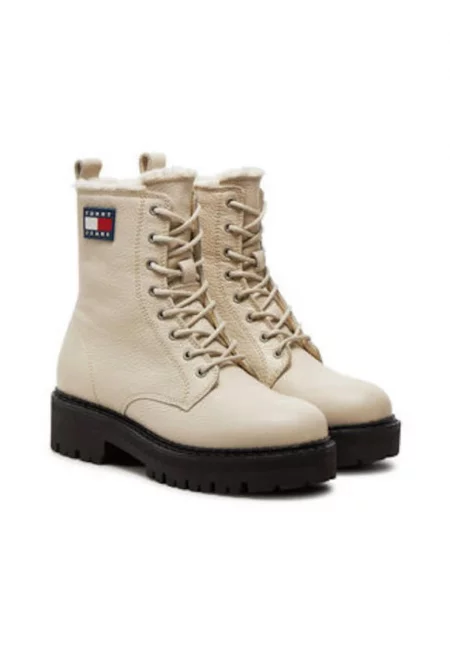 Дамски боти -  естествена кожа - бежови - мека подплата - закопчаване с цип -