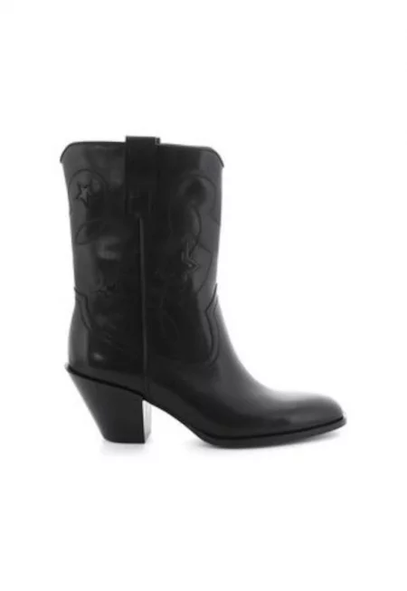 Дамски ботуши  Коубойки Ола - естествена кожа - черна