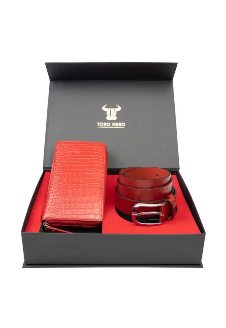 Дамски портфейл  Gia-Middle - с колан - червен