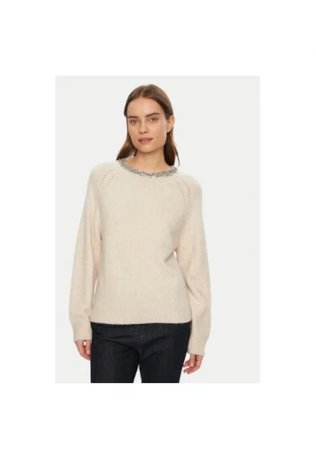 Дамски пуловер -  304486081 - Полиестер - Бежов - Бежов
