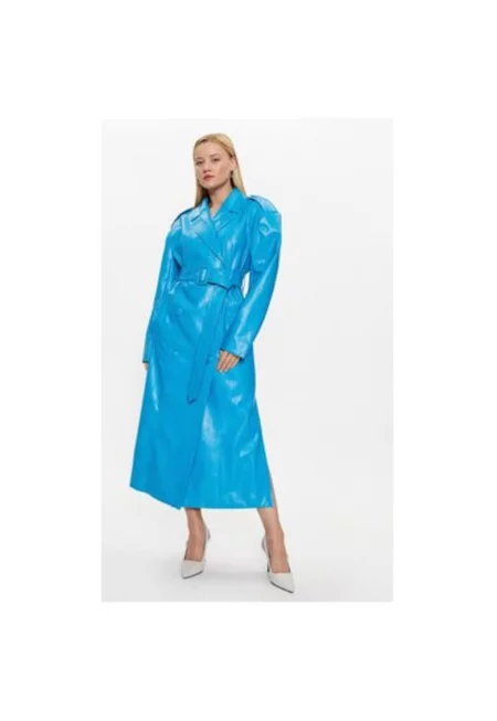 Дамски тренчкот -  302827749 - Екокожа -Син - Син