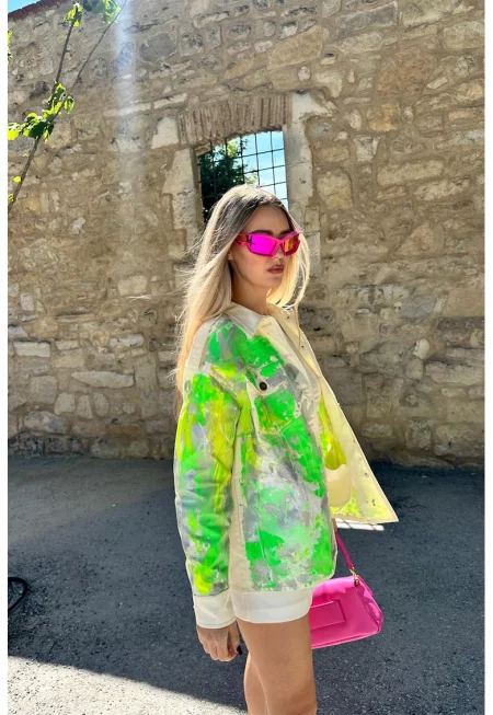 Дънково яке с джобове на гърдите - Зелен/Сив/Бежов