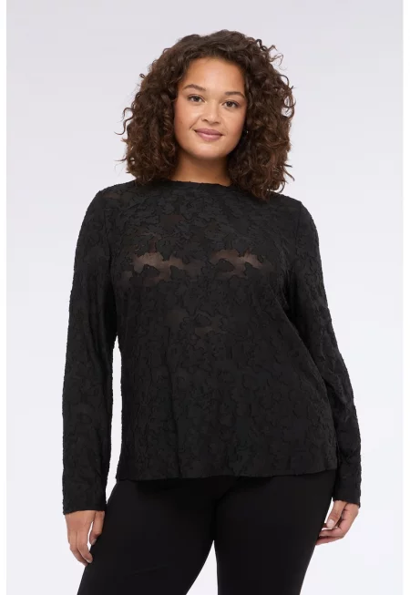 Дантелена блуза с овално деколте