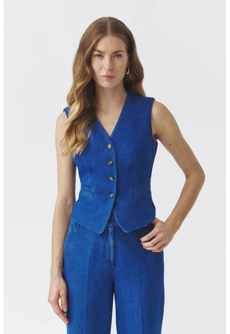 Елек от деним с копчета - Кралско Синьо