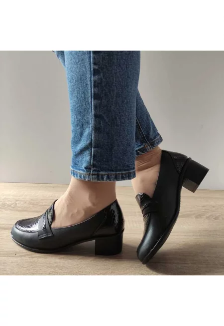 Ежедневни дамски обувки  125009 Black + Croco - Черни - Черен