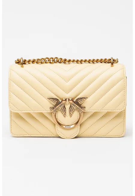 Капитонирана кожена чанта Love One през рамо