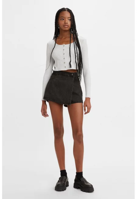 Къса пола-панталон със средна талия - Антрацитно сиво