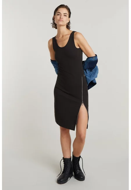 Къса рокля от органичен памук с цепки с цип