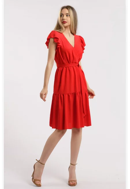 Къса шпиц рокля - Червен