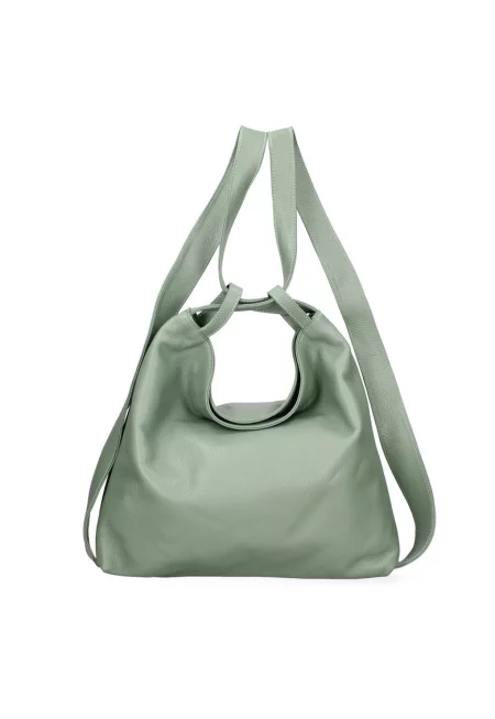 Конвертируема кожена чанта за рамо Seraphina Nova - Ментово зелено
