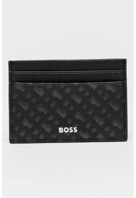 Кожен калъф за карти с принт - Черен/Сив