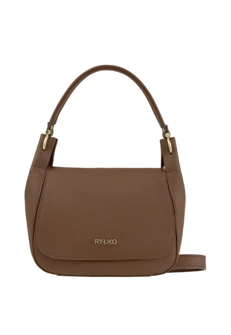 Кожена чанта през рамо с капаче - Черен