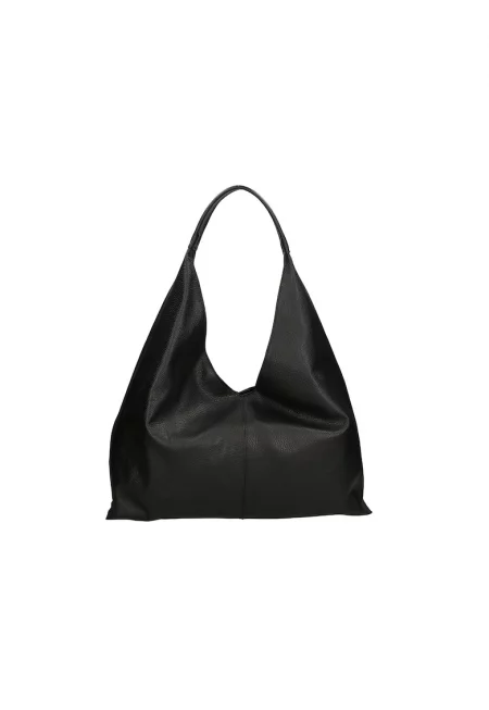 Кожена чанта с несесер с цип - Черен