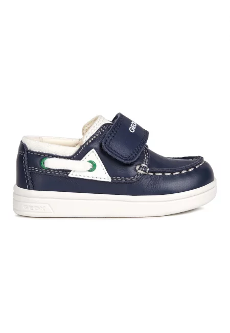 Кожени мокасини с велкро - Тъмносин