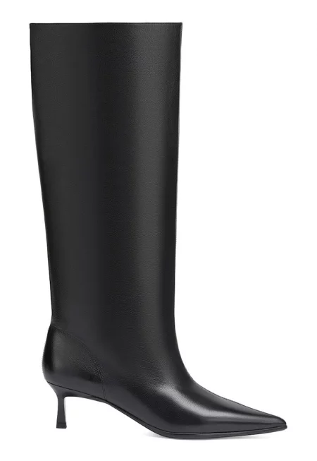 Кожени заострени ботуши - Черен