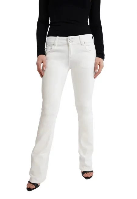 Леко разкроени дънки със средна талия - Бял