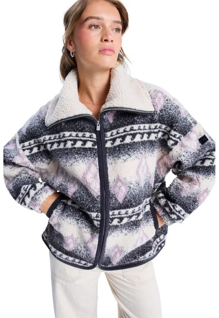 Мъхесто зимно яке Feels Like Winter - Бял/Лилав/Тъмносин