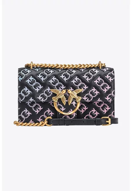 Малка кожена чанта crossbody с лого Love