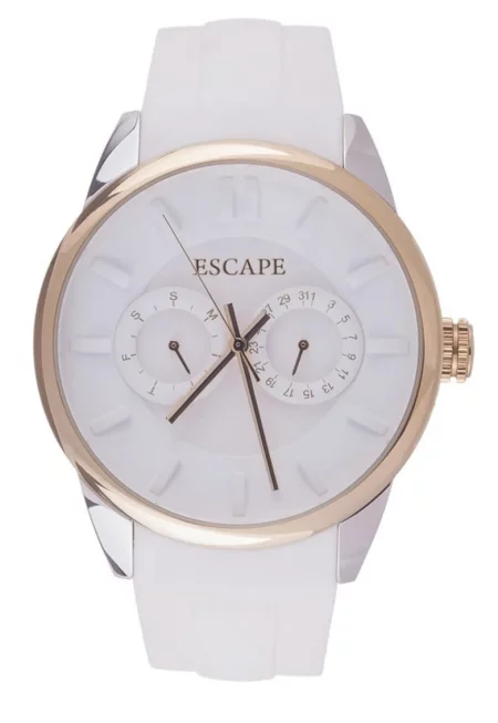 Мъжки часовник  модел ECP10786 - силиконова каишка - стоманен корпус - 42мм - водоустойчивост 5ATM - бял/златист