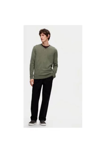 Мъжки пуловер -  304511974 - Памук - Зелен - Зелен