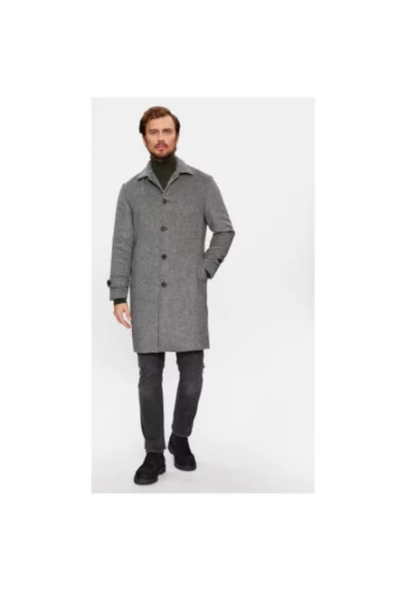 Мъжко палто -  303291259 - Полиестер - Сив - Сив