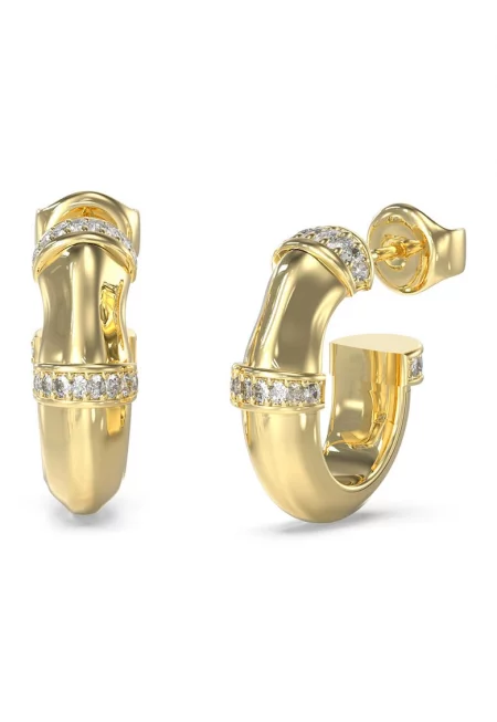 Обеци от неръждаема стомана с кристали - Златист