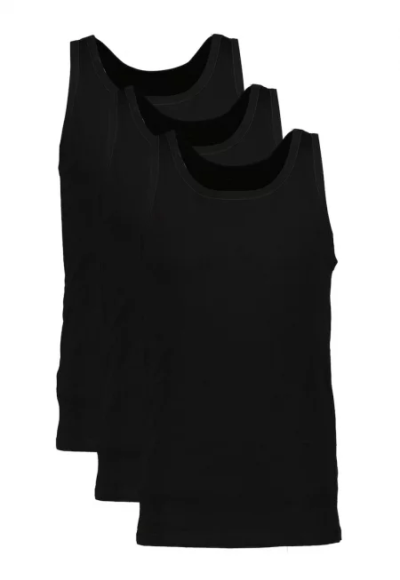 Памучен топ - 3 броя - Черен