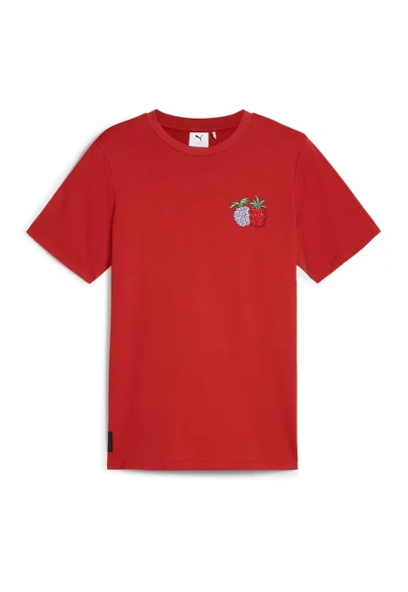 Памучна тениска с овално деколте - Червен