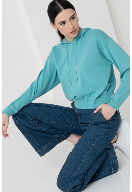 Памучно худи - Тюркоаз