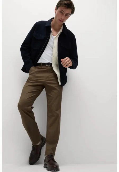Панталон чино със скосени джобове - Маслинено зелено