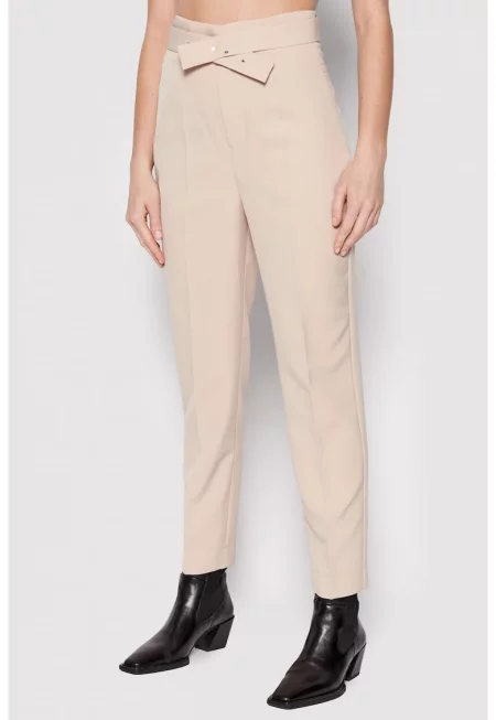 Панталон  с колан на талията W2RB08 - Бежов
