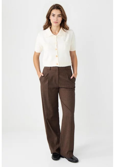 Панталон с широк крачол и висока талия