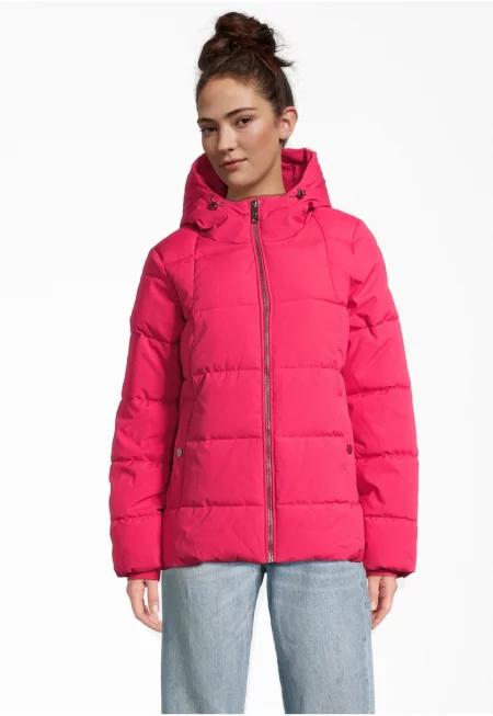 Подплатено зимно яке с качулка - Розово