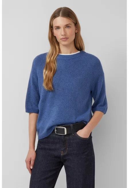 Пуловер с вълна с 3/4 ръкави