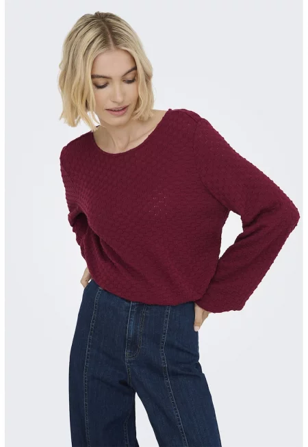 Релефна блуза с бухнали ръкави