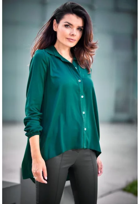 Риза A527 Елегантна Дълъг ръкав - Зелен