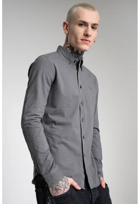 Риза Myjersey с копчета на яката - Tъмносив