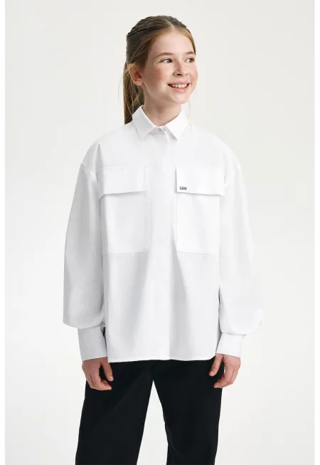 Риза с памук и остра яка