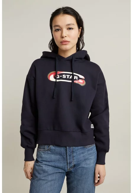 Широко худи Old Skool с лого - Черен/Корал/Бял