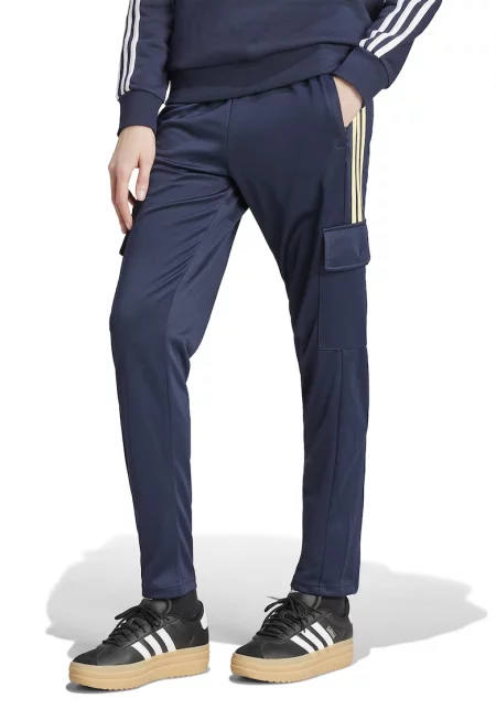 Спортен панталон с връзка и джобове - Шафраново жълто/Тъмносин