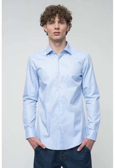 Стандартна риза на райе - Пастелносин