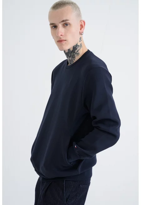 Суитшърт с памук - Тъмносин